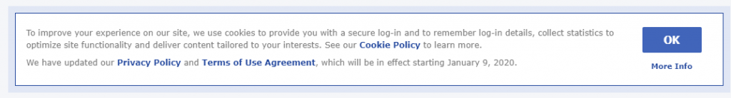 Gambar contoh popup meminta persetujuan penggunaan cookie di website